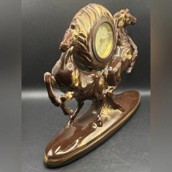 Walter Germany Vintage Ceramic Equestrian Horse Table Clock, Mantel Clock Decor - Picture 6 of 14